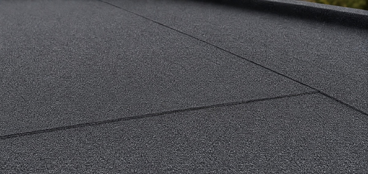 Close-up of roofing felt on a flat roof